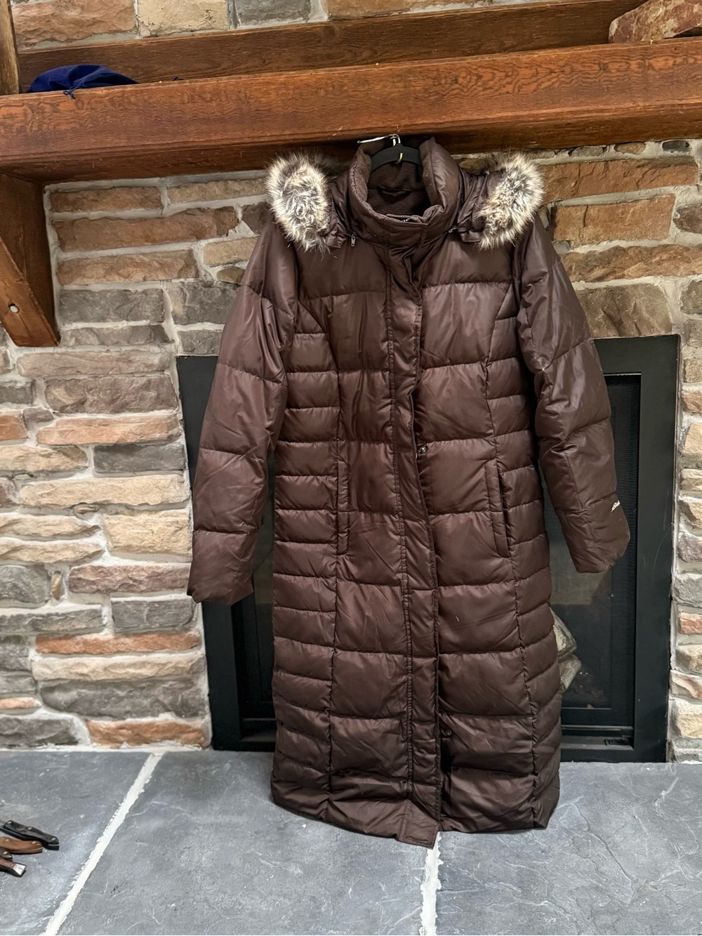 Eddie Bauer women’s full length down puffer coat sz small deep chocolate brown - Picture 10 of 11